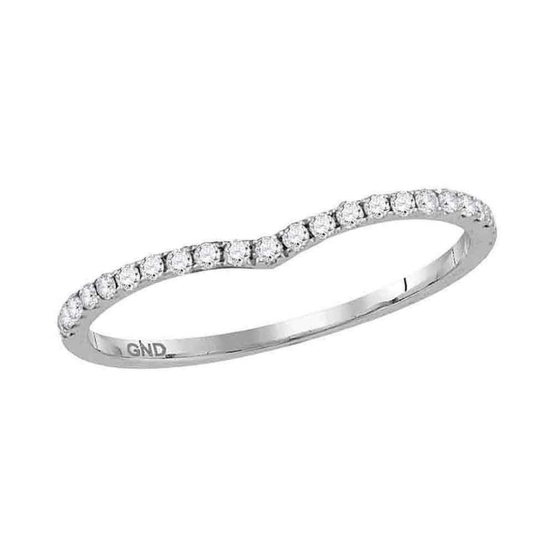 10kt White Gold Women's Round Diamond Slender Chevron Stackable Band Ring 1-3 Cttw - FREE Shipping (US/CAN)-Rings And Bands-JadeMoghul Inc.