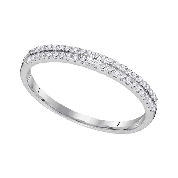 10kt White Gold Women's Round Diamond Slender Double Row Band 1-6 Cttw - FREE Shipping (US/CAN)-Gold & Diamond Bands-JadeMoghul Inc.