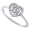 10kt White Gold Women's Round Diamond Slender Heart Cluster Ring 1/20 Cttw - FREE Shipping (US/CAN)-Gold & Diamond Heart Rings-5-JadeMoghul Inc.