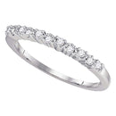 10kt White Gold Women's Round Diamond Slender Single Row Band 1/8 Cttw - FREE Shipping (US/CAN)-Gold & Diamond Bands-5-JadeMoghul Inc.