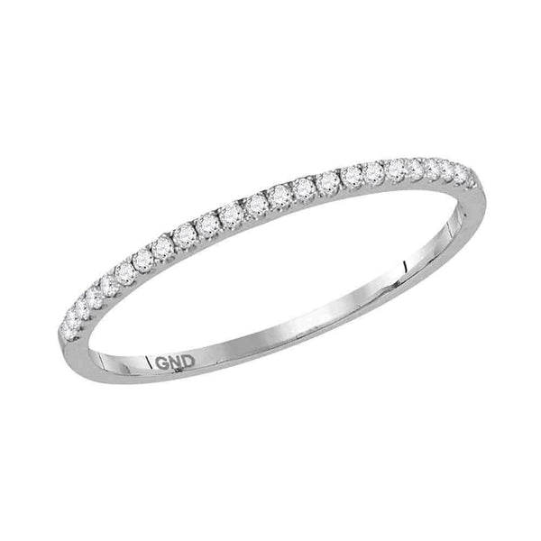 10kt White Gold Women's Round Diamond Slender Stackable Band Ring 1-8 Cttw - FREE Shipping (US/CAN)-Gold & Diamond Rings-JadeMoghul Inc.