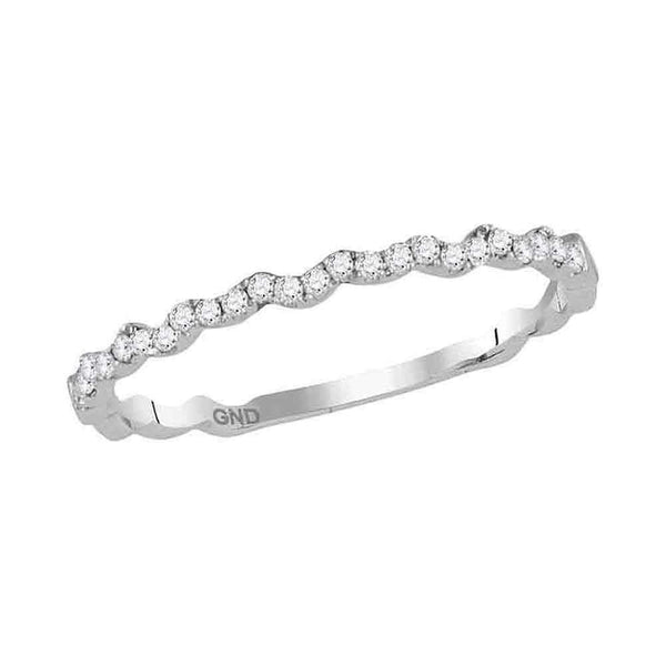 10kt White Gold Women's Round Diamond Slender Stackable Band Ring 1-8 Cttw - FREE Shipping (US/CAN)-Gold & Diamond Rings-JadeMoghul Inc.