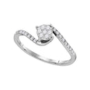 10kt White Gold Women's Round Diamond Slender Swirl Cluster Ring 1/4 Cttw - FREE Shipping (US/CAN)-Gold & Diamond Cluster Rings-6-JadeMoghul Inc.