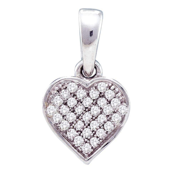 10kt White Gold Womens Round Diamond Small Dainty Heart Love Pendant 1-10 Cttw - FREE Shipping (US/CAN)-Gold & Diamond Pendants & Necklaces-JadeMoghul Inc.