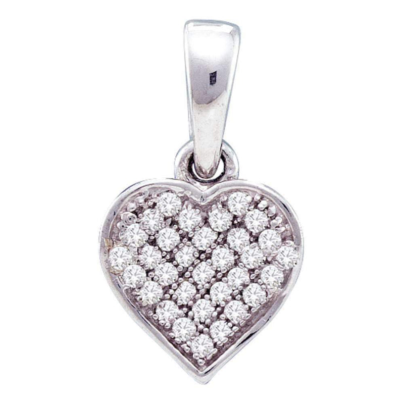 10kt White Gold Womens Round Diamond Small Dainty Heart Love Pendant 1-10 Cttw - FREE Shipping (US/CAN)-Gold & Diamond Pendants & Necklaces-JadeMoghul Inc.