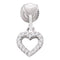 10kt White Gold Women's Round Diamond Small Heart Dangle Screwback Earrings 1-5 Cttw - FREE Shipping (US/CAN)-Gold & Diamond Earrings-JadeMoghul Inc.