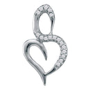 10kt White Gold Women's Round Diamond Small Heart Pendant 1-20 Cttw - FREE Shipping (US/CAN)-Gold & Diamond Pendants & Necklaces-JadeMoghul Inc.