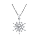 10kt White Gold Women's Round Diamond Snowflake Winter Cluster Pendant 1-6 Cttw - FREE Shipping (US/CAN)-Gold & Diamond Pendants & Necklaces-JadeMoghul Inc.