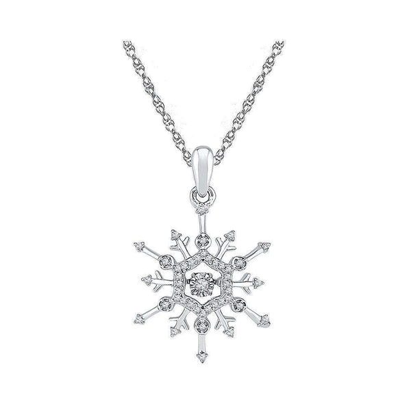 10kt White Gold Women's Round Diamond Snowflake Winter Cluster Pendant 1-6 Cttw - FREE Shipping (US/CAN)-Gold & Diamond Pendants & Necklaces-JadeMoghul Inc.