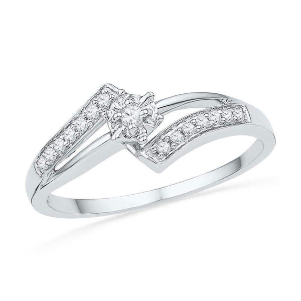 10kt White Gold Women's Round Diamond Solitaire Bridal Wedding Engagement Ring 1/10 Cttw - FREE Shipping (US/CAN)-Wedding Jewelry-5.5-JadeMoghul Inc.