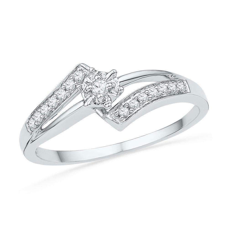 10kt White Gold Women's Round Diamond Solitaire Bridal Wedding Engagement Ring 1/10 Cttw - FREE Shipping (US/CAN)-Wedding Jewelry-5.5-JadeMoghul Inc.
