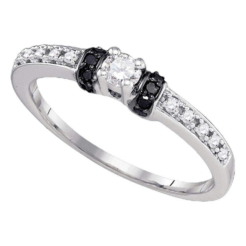 10kt White Gold Women's Round Diamond Solitaire Bridal Wedding Engagement Ring 1/4 Cttw - FREE Shipping (US/CAN)-Gold & Diamond Engagement & Anniversary Rings-5-JadeMoghul Inc.