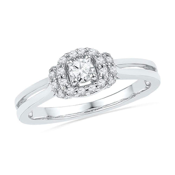 10kt White Gold Women's Round Diamond Solitaire Bridal Wedding Engagement Ring 1/4 Cttw - FREE Shipping (US/CAN)-Gold & Diamond Engagement & Anniversary Rings-5-JadeMoghul Inc.