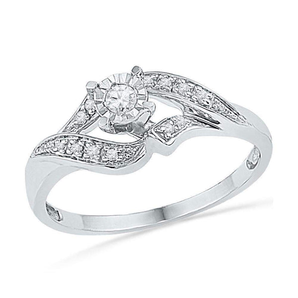 10kt White Gold Women's Round Diamond Solitaire Bridal Wedding Engagement Ring 1/6 Cttw - FREE Shipping (US/CAN)-Wedding Jewelry-5-JadeMoghul Inc.