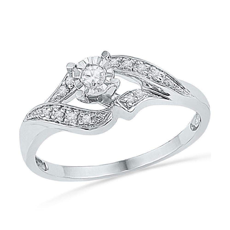 10kt White Gold Women's Round Diamond Solitaire Bridal Wedding Engagement Ring 1/6 Cttw - FREE Shipping (US/CAN)-Wedding Jewelry-5-JadeMoghul Inc.