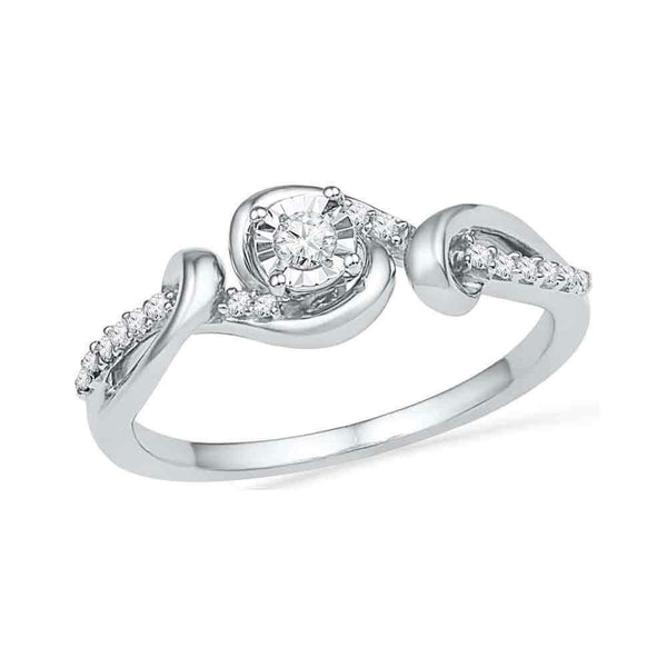 10kt White Gold Women's Round Diamond Solitaire Bridal Wedding Engagement Ring 1/8 Cttw - FREE Shipping (US/CAN)-Wedding Jewelry-5-JadeMoghul Inc.