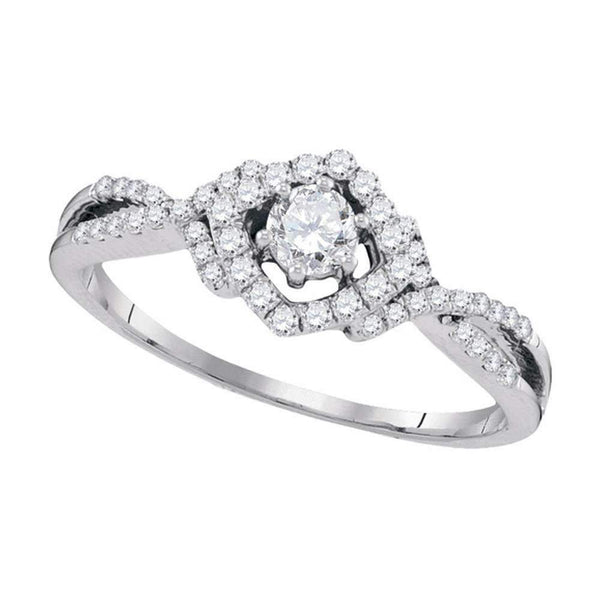 10kt White Gold Womens Round Diamond Solitaire Bridal Wedding Engagement Ring 3-8 Cttw-Gold & Diamond Engagement & Anniversary Rings-JadeMoghul Inc.