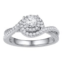 10kt White Gold Women's Round Diamond Solitaire Bridal Wedding Engagement Ring 3/8 Cttw - FREE Shipping (US/CAN)-Gold & Diamond Engagement & Anniversary Rings-5-JadeMoghul Inc.