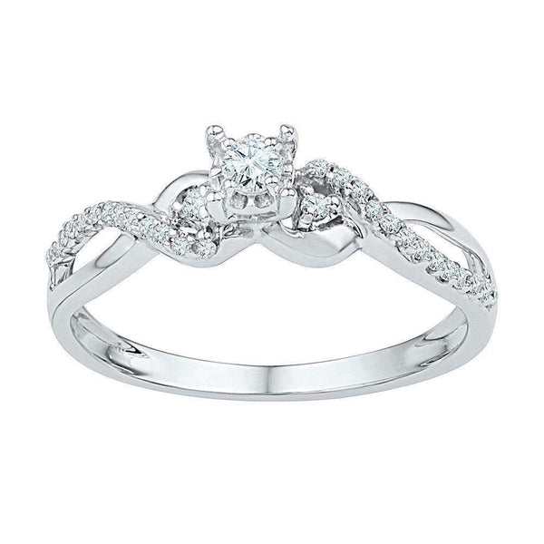 10kt White Gold Women's Round Diamond Solitaire Crossover Promise Bridal Ring 1/4 Cttw - FREE Shipping (US/CAN)-Gold & Diamond Promise Rings-5-JadeMoghul Inc.