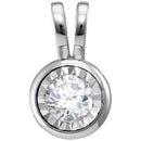 10kt White Gold Women's Round Diamond Solitaire Faceted Framed Pendant 1-12 Cttw - FREE Shipping (US/CAN)-Gold & Diamond Pendants & Necklaces-JadeMoghul Inc.