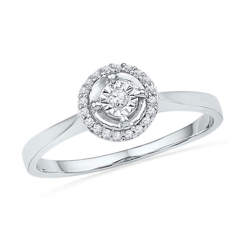 10kt White Gold Women's Round Diamond Solitaire Halo Bridal Wedding Engagement Ring 1/12 Cttw - FREE Shipping (US/CAN)-Gold & Diamond Engagement & Anniversary Rings-5-JadeMoghul Inc.