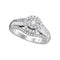 10kt White Gold Women's Round Diamond Solitaire Halo Bridal Wedding Engagement Ring 1/2 Cttw - FREE Shipping (USA/CAN)-Gold & Diamond Engagement & Anniversary Rings-5-JadeMoghul Inc.