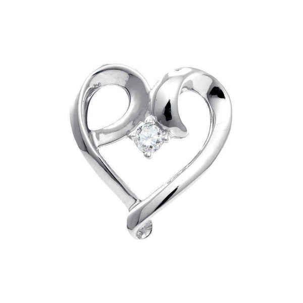 10kt White Gold Women's Round Diamond Solitaire Heart Love Pendant 1-20 Cttw - FREE Shipping (US/CAN)-Gold & Diamond Pendants & Necklaces-JadeMoghul Inc.