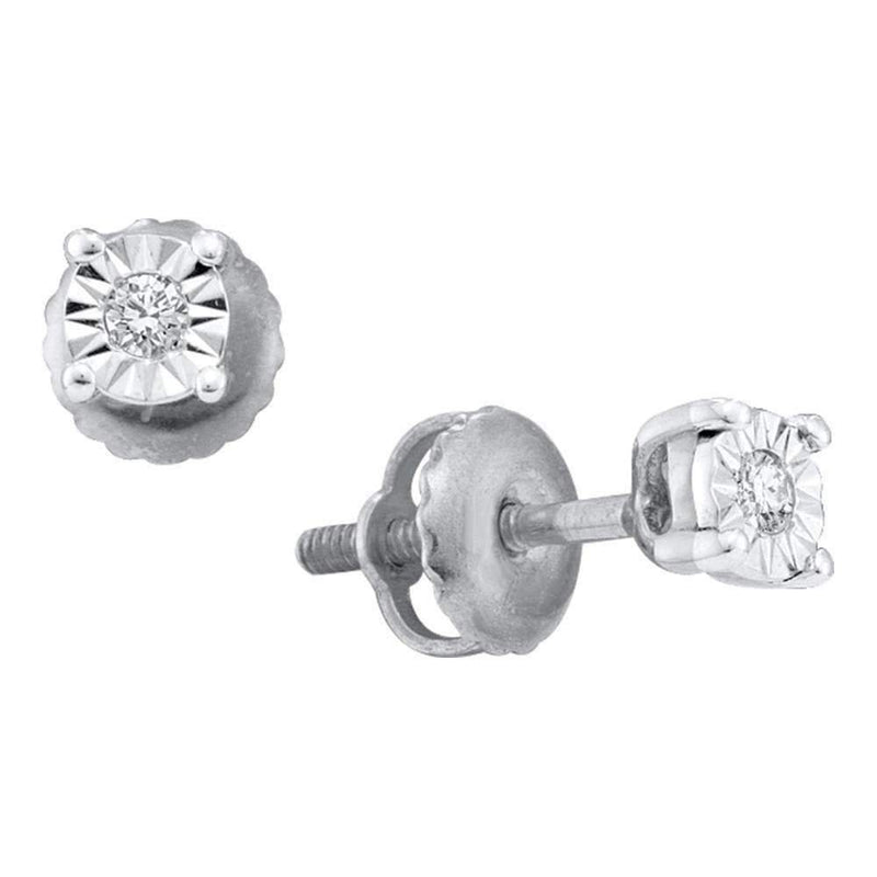 10kt White Gold Womens Round Diamond Solitaire Illusion Earrings 1-20 Cttw - FREE Shipping (US/CAN)-Gold & Diamond Earrings-JadeMoghul Inc.