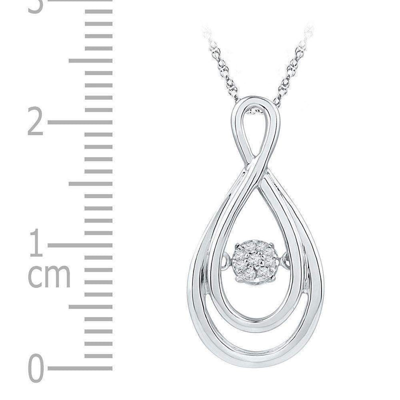 10kt White Gold Women's Round Diamond Solitaire Moving Twinkle Teardrop Pendant 1-20 Cttw - FREE Shipping (US/CAN)-Gold & Diamond Pendants & Necklaces-JadeMoghul Inc.