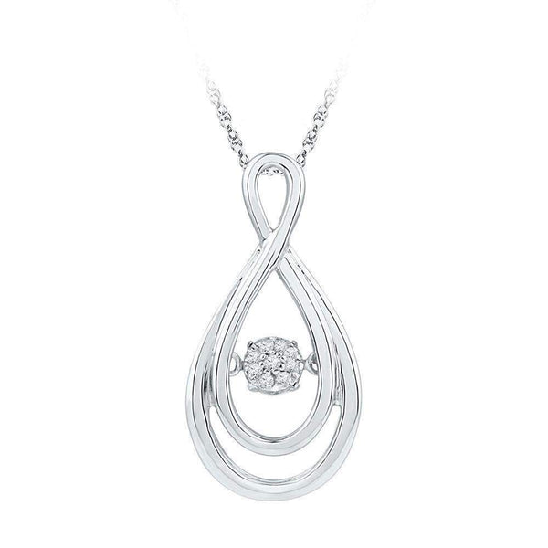 10kt White Gold Women's Round Diamond Solitaire Moving Twinkle Teardrop Pendant 1-20 Cttw - FREE Shipping (US/CAN)-Gold & Diamond Pendants & Necklaces-JadeMoghul Inc.