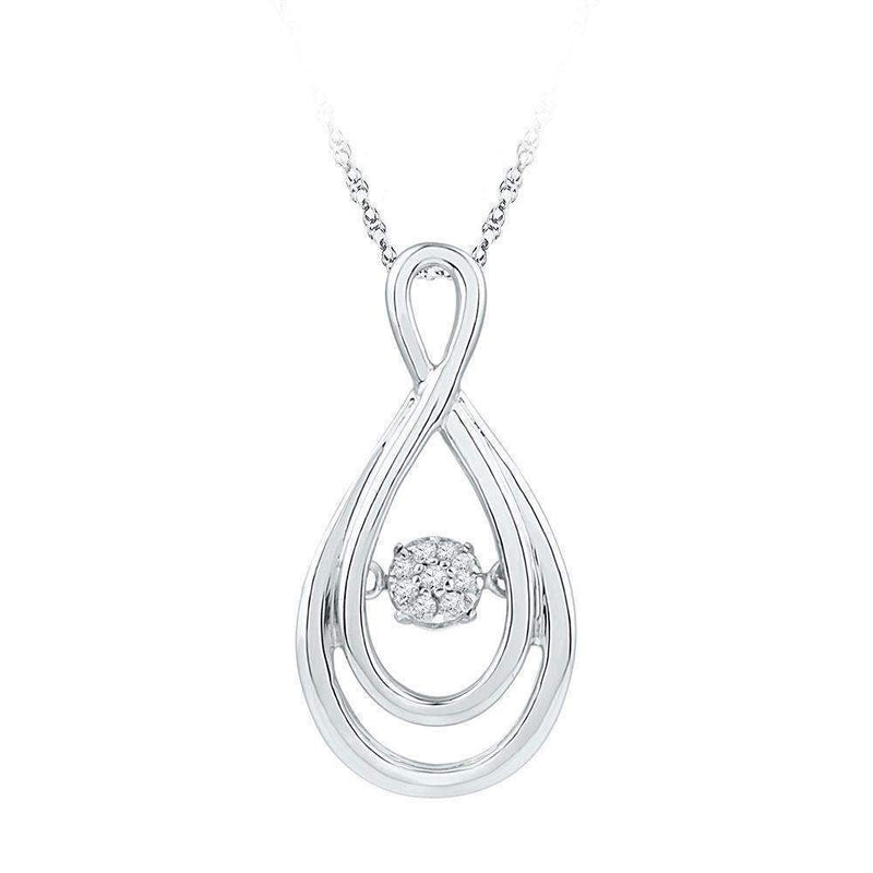 10kt White Gold Women's Round Diamond Solitaire Moving Twinkle Teardrop Pendant 1-20 Cttw - FREE Shipping (US/CAN)-Gold & Diamond Pendants & Necklaces-JadeMoghul Inc.