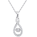 10kt White Gold Womens Round Diamond Solitaire Moving Twinkle Teardrop Pendant 1-4 Cttw-Gold & Diamond Pendants & Necklaces-JadeMoghul Inc.