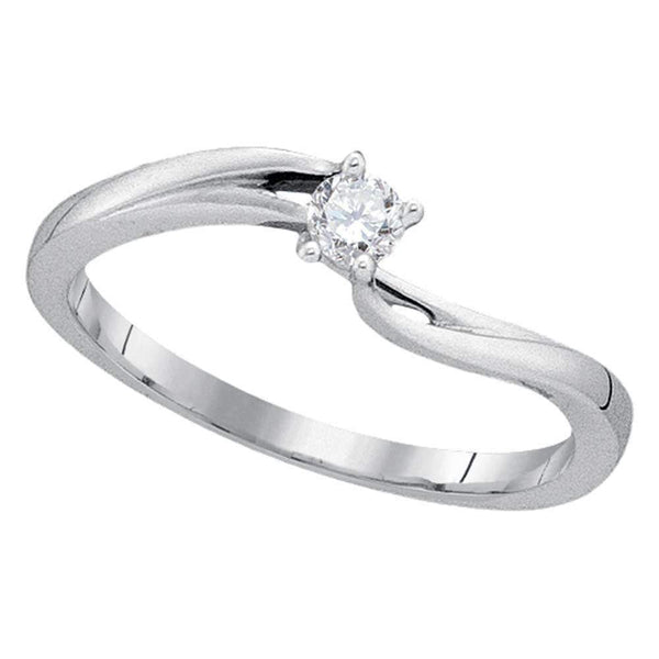 10kt White Gold Women's Round Diamond Solitaire Promise Bridal Ring 1/10 Cttw - FREE Shipping (US/CAN)-Promise Rings-5-JadeMoghul Inc.