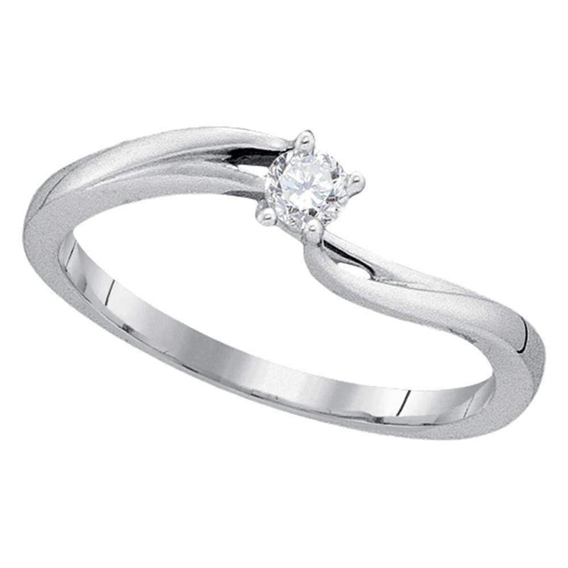10kt White Gold Women's Round Diamond Solitaire Promise Bridal Ring 1/10 Cttw - FREE Shipping (US/CAN)-Promise Rings-5-JadeMoghul Inc.