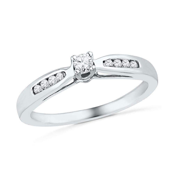 10kt White Gold Women's Round Diamond Solitaire Promise Bridal Ring 1/5 Cttw - FREE Shipping (US/CAN)-Promise Rings-5-JadeMoghul Inc.