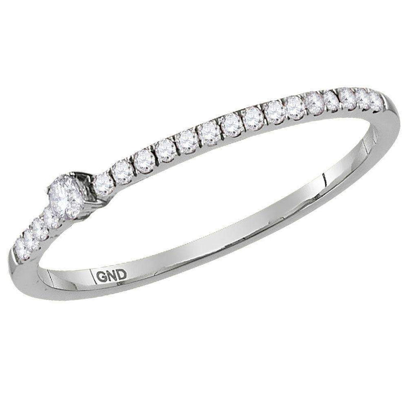 10kt White Gold Women's Round Diamond Solitaire Stackable Band Ring 1/6 Cttw - FREE Shipping (US/CAN)-Rings And Bands-5-JadeMoghul Inc.