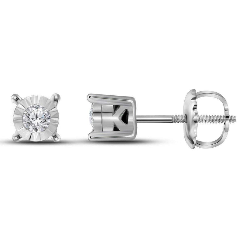 10kt White Gold Women's Round Diamond Solitaire Stud Earrings 1-10 Cttw - FREE Shipping (US/CAN)-Gold & Diamond Earrings-JadeMoghul Inc.