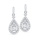 10kt White Gold Women's Round Diamond Solitaire Teardrop Frame Dangle Earrings 1-2 Cttw - FREE Shipping (USA/CAN)-Gold & Diamond Earrings-JadeMoghul Inc.