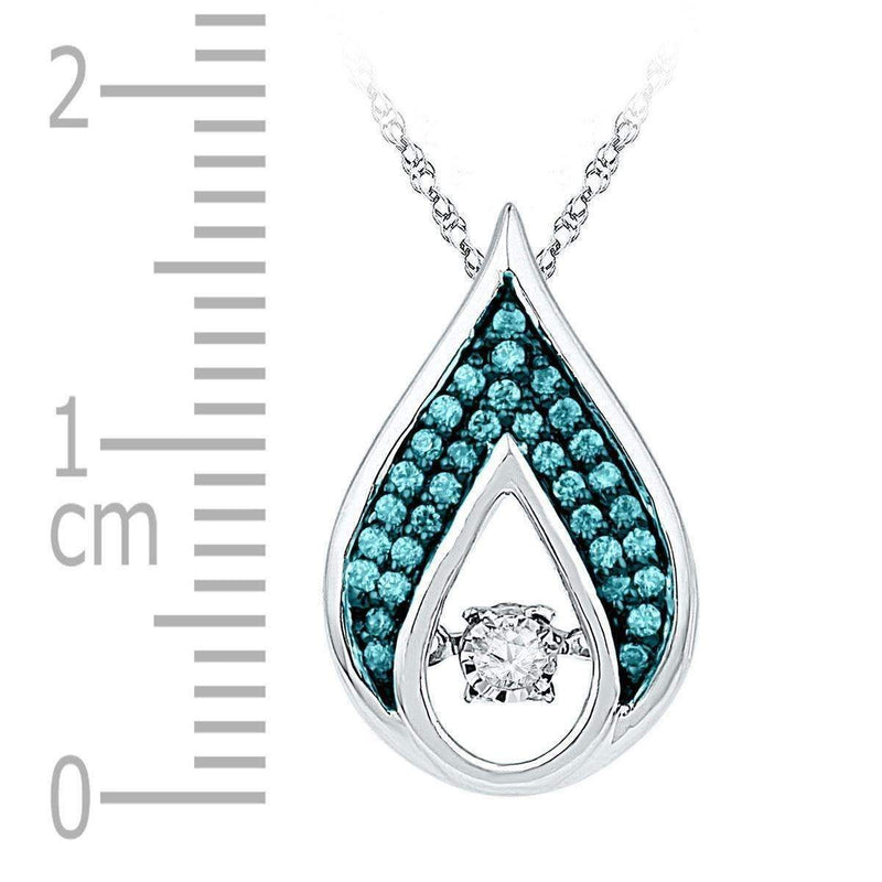 10kt White Gold Women's Round Diamond Solitaire Teardrop Moving Pendant 1-5 Cttw - FREE Shipping (US/CAN)-Gold & Diamond Pendants & Necklaces-JadeMoghul Inc.