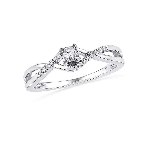 10kt White Gold Women's Round Diamond Solitaire Twist Bridal Wedding Engagement Ring 1/6 Cttw - FREE Shipping (US/CAN)-Wedding Jewelry-5.5-JadeMoghul Inc.