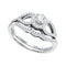 10kt White Gold Women's Round Diamond Split-shank Bridal Wedding Engagement Ring Band Set 3/8 Cttw - FREE Shipping (US/CAN)-Gold & Diamond Wedding Ring Sets-5-JadeMoghul Inc.