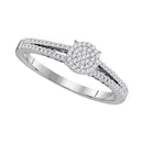 10kt White Gold Women's Round Diamond Split-shank Circle Cluster Ring 1-5 Cttw - FREE Shipping (US/CAN)-Gold & Diamond Cluster Rings-JadeMoghul Inc.