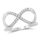 10kt White Gold Womens Round Diamond Split-shank Infinity Ring 1/6 Cttw-Gold & Diamond Rings-7-JadeMoghul Inc.