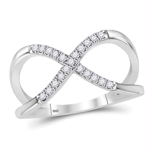10kt White Gold Womens Round Diamond Split-shank Infinity Ring 1/6 Cttw-Gold & Diamond Rings-7-JadeMoghul Inc.