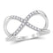 10kt White Gold Womens Round Diamond Split-shank Infinity Ring 1/6 Cttw-Gold & Diamond Rings-7-JadeMoghul Inc.