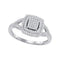 10kt White Gold Womens Round Diamond Square Cluster Bridal Wedding Engagement Ring 1/3 Cttw-Gold & Diamond Engagement & Anniversary Rings-8-JadeMoghul Inc.
