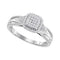 10kt White Gold Womens Round Diamond Square Cluster Bridal Wedding Engagement Ring 1/6 Cttw-Gold & Diamond Engagement & Anniversary Rings-5-JadeMoghul Inc.