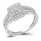 10kt White Gold Womens Round Diamond Square Cluster Bridal Wedding Engagement Ring 1/6 Cttw-Gold & Diamond Engagement & Anniversary Rings-8-JadeMoghul Inc.