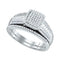 10kt White Gold Women's Round Diamond Square Cluster Bridal Wedding Engagement Ring Band Set 3/8 Cttw - FREE Shipping (US/CAN)-Wedding Jewelry-8-JadeMoghul Inc.