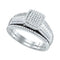 10kt White Gold Women's Round Diamond Square Cluster Bridal Wedding Engagement Ring Band Set 3/8 Cttw - FREE Shipping (US/CAN)-Wedding Jewelry-8-JadeMoghul Inc.